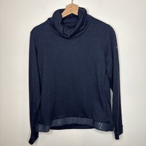 Nike Dri Fit Fleece Sweatshirt Womens‎ Medium Blue High Cowl Neck Turtle Running